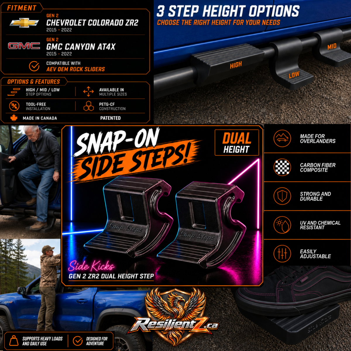 ResilientZ Gen 2 Colorado ZR2 / Canyon AT4X Dual Height step — product and features
