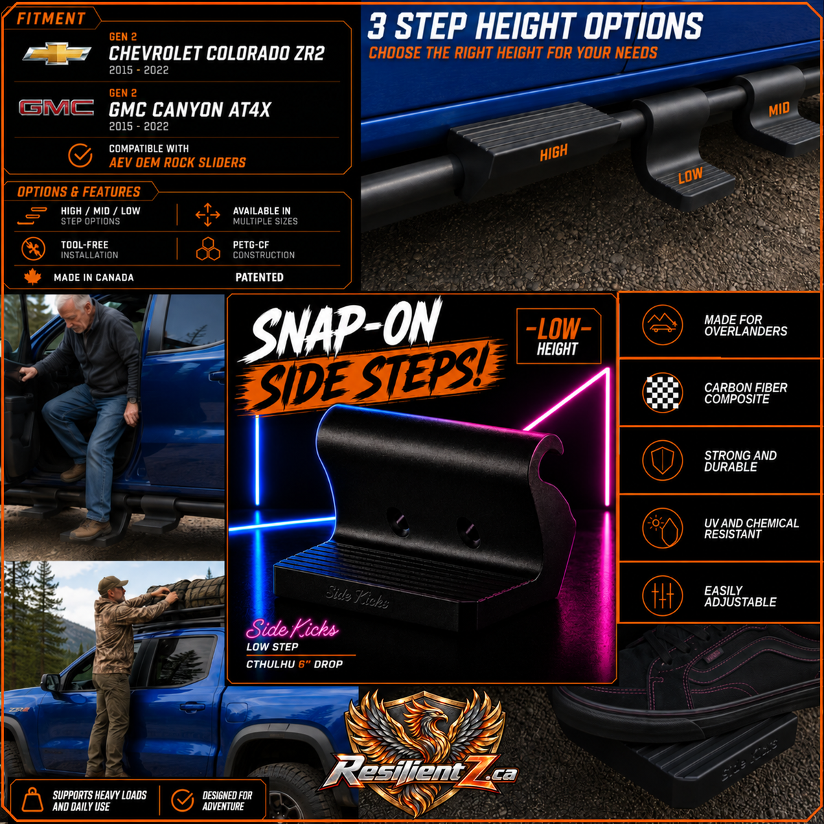 Resilient Z Gen 2 Colorado ZR2 and Canyon Low snap-on side step
